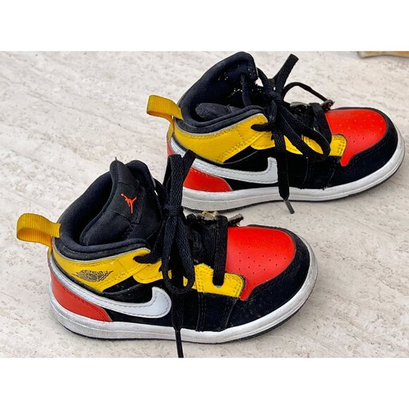 Jordan 1 Retro High OG Sneakers Black/Yellow/Red Kids Size 6C Red Yellow B&W - Picture 8 of 9